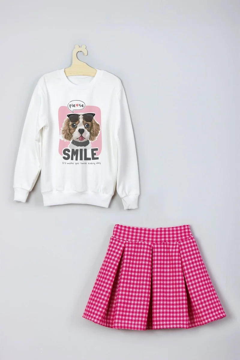 ادا بيبيك تشوكوك Ada Baby Kids New Season Smile Dog Printed Skirt Sweat Suit