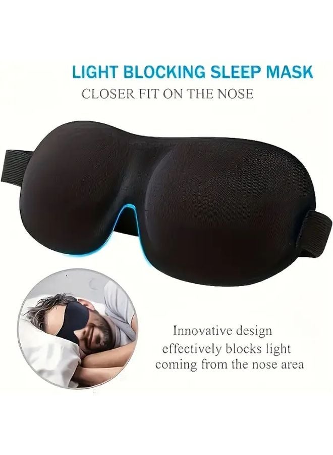قناع النوم ثلاثي الأبعاد فائق النعومة، هيبوالرجينيك، أسود، قابل للتنفس، لتغطية العينين للسفر والمناسب لنوبات العمل الليلية - Image 3