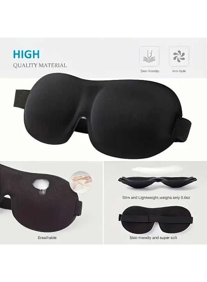 قناع النوم ثلاثي الأبعاد فائق النعومة، هيبوالرجينيك، أسود، قابل للتنفس، لتغطية العينين للسفر والمناسب لنوبات العمل الليلية - Image 4