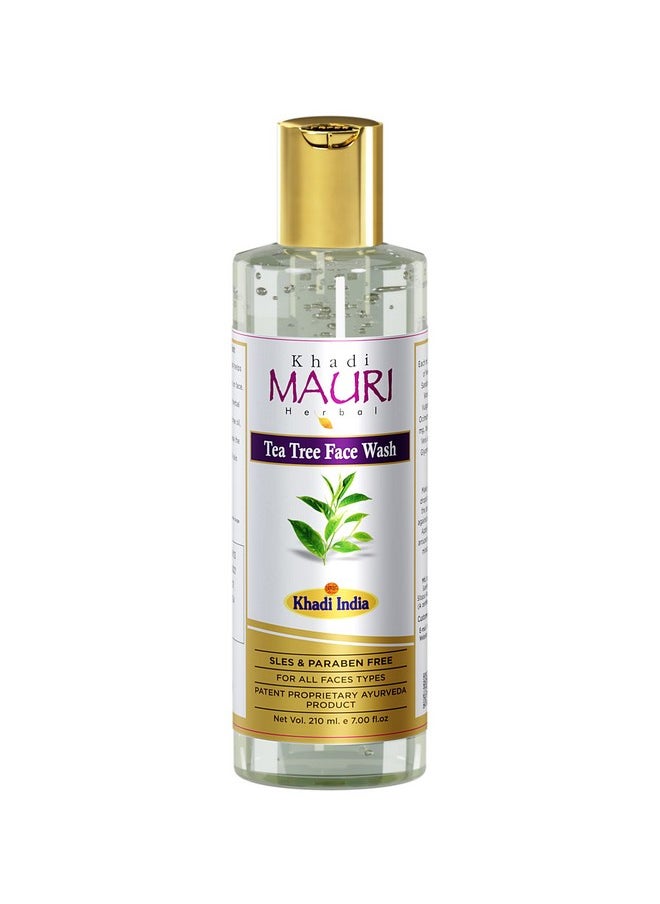 Khadi Mauri Herbal Tea Tree Face Wash - Ayurvediv Skin Healer & Skin Glow - Enriched With Tea Tree & Basil - Sles & Paraben Free - 210 Ml 