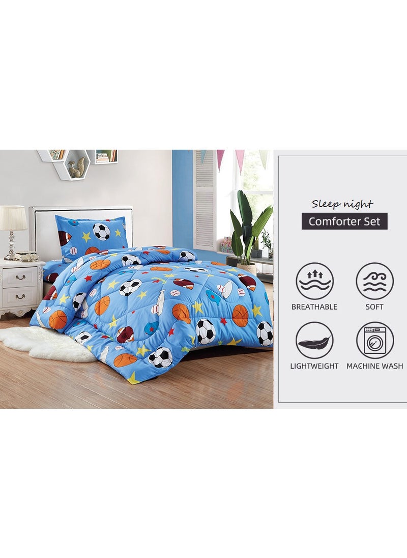 Sleep night - 3-Piece kids Medium Filling Comforter set Reversible Bed Set Single Size 160x210 cm for Boys & Girls - Image 1