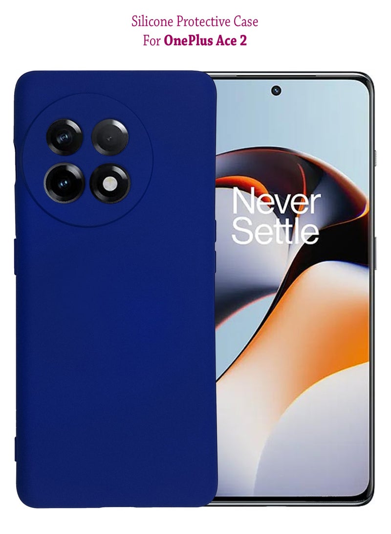 Waldic Silicone Protective Back Case Cover For OnePlus Ace 2 5G - Dark Blue - Image 1