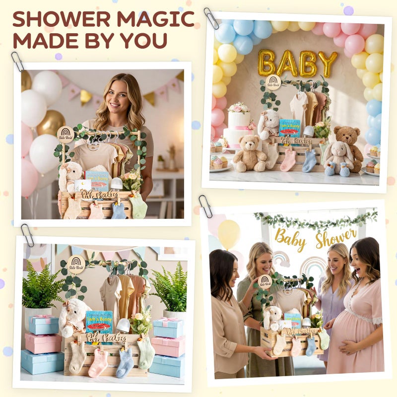 Giftacity Wooden Baby Shower Crate Closet - Personalized Baby Gift Baskets with Hangers, Large Newborn Boys Girls Clothes Storage Box for Newborn New Parent - Image 5
