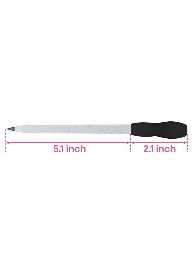 COMFECTO - Diamond Nail File With Case 2 Pack Stainless Steel Fingernail Files, Pointed Tip Non Slip Handle For Natural Acrylic Nails, Double Sided Sapphire Grit - Image 1