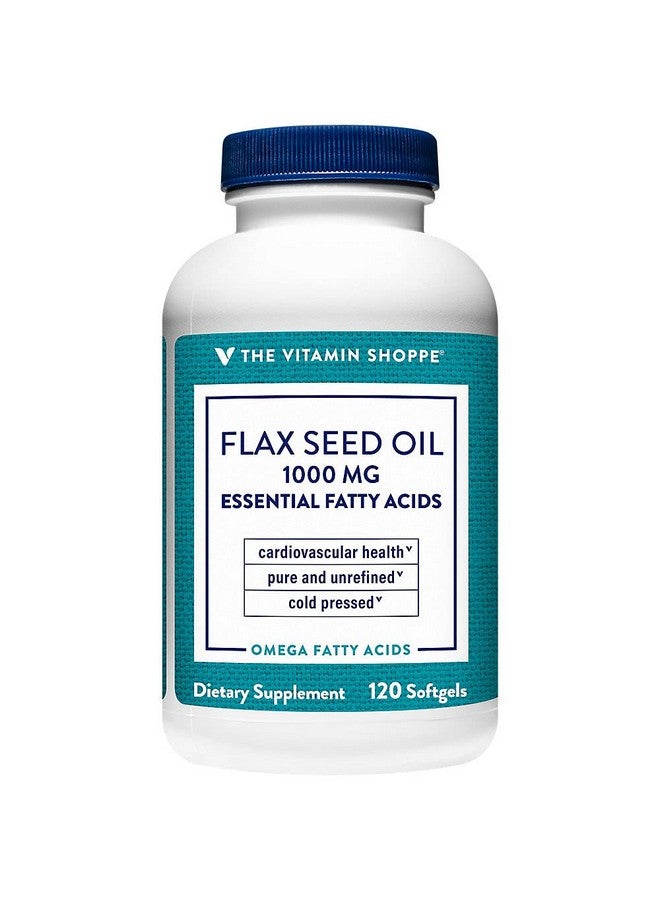 The Vitamin Shoppe Certified Organic Flax Seed Oil 1,000MG, Essential Fatty Acid That Supports Cardiovascular Health, Unrefined & Pesticide Free, Cold Pressed Flax Seed Oil (120 Softgels) - Image 1