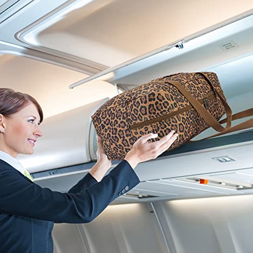 WANDF For Spirit Airlines Personal Item Bag 18x14x8 Travel Duffel Bag Underseat Foldable Carry-on Luggage for Women(Dark Leopard） - Image 3
