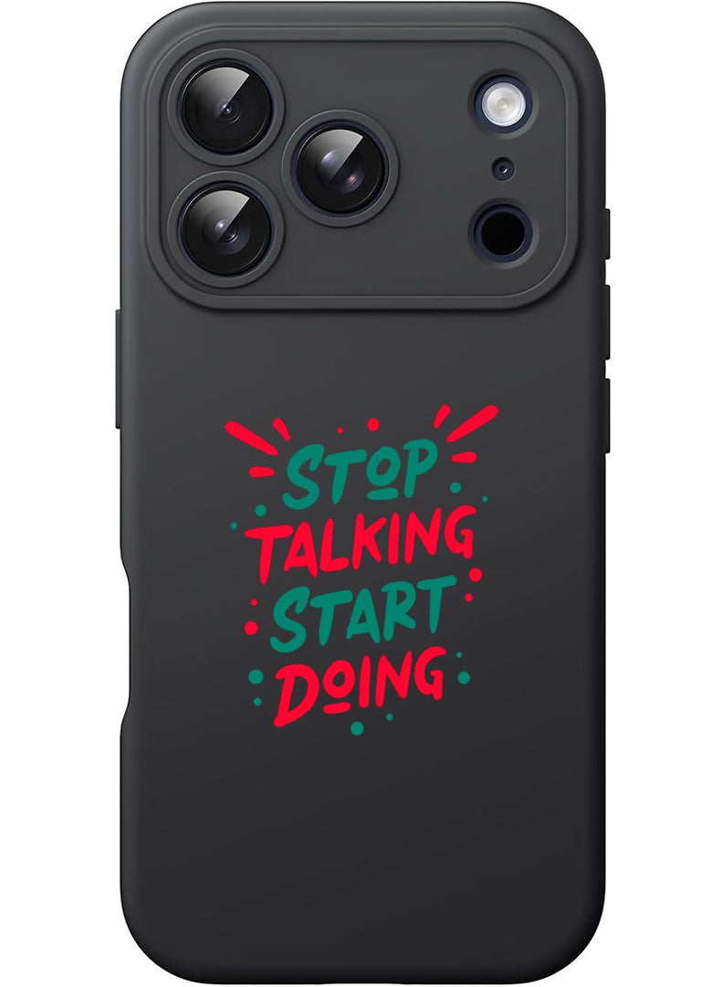 Theodor Protective Slim Fit Case Liquid Silicone Cover with Full Body Protection Anti-Scratch Shockproof Case For Apple iPhone 17 Pro (Black) stop talking - Image 1