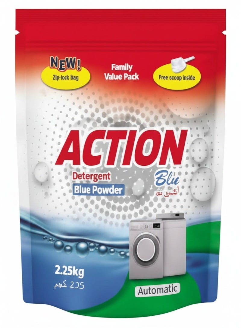 أكشن مسحوق غسيل أكشن بلو للغسالات الأوتوماتيكية، 2.25 كجم - Image 1