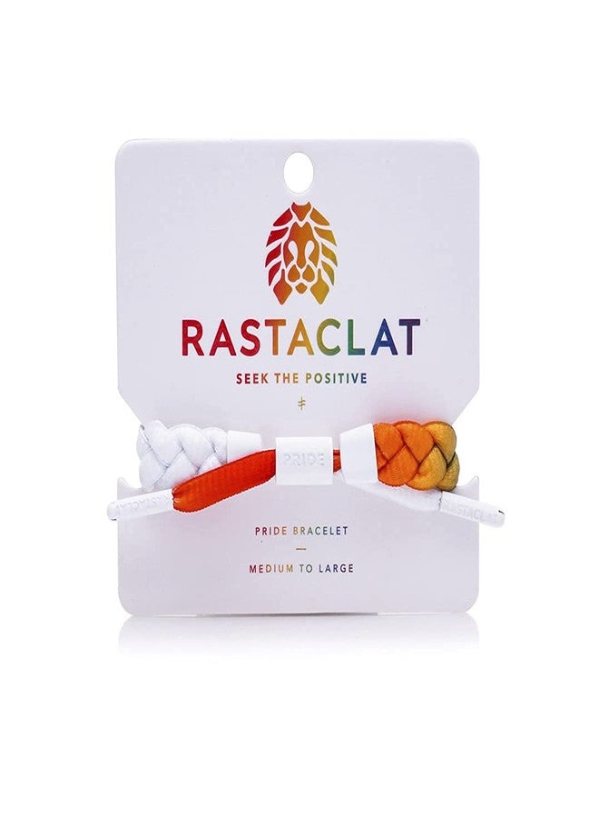 Rastaclat Braided Bracelet for Men and Women - Pride White/Rainbow Bracelet | Adjustable Stackable & Braided by Hand (Medium/Large) - Image 2