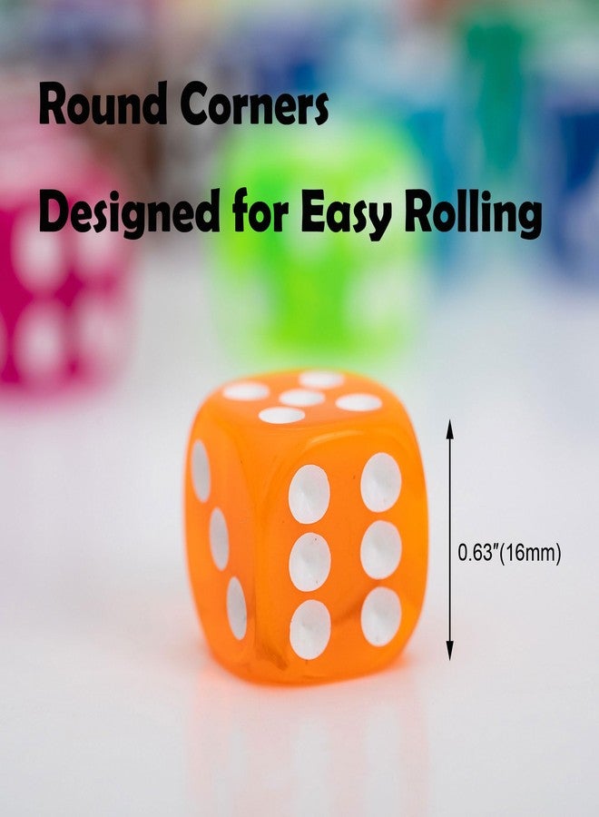 AiFanS 120 Pieces 16MM Dice Set, 6 Sided Standard Game Dices with Portable Box for Board Games,Worker Placement,Math Activities(Translucent Round Corners,10 Colors) - Image 3