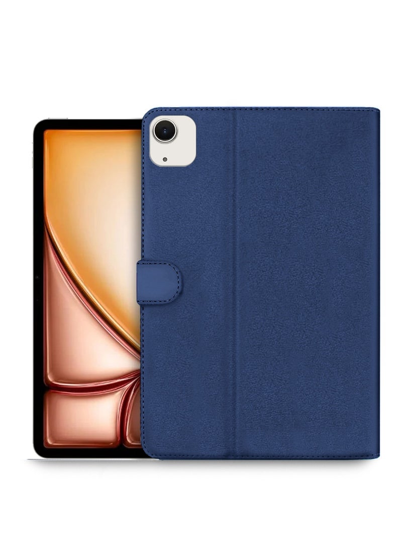 دبليو تيك ابل ايباد اير 2025 (الجيل السابع) M3 13 بوصة بجلد البولي يوريثان بإغلاق مغناطيسي غطاء حافظة - أزرق داكن - Image 1