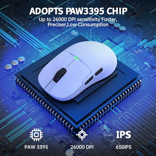 Ajazz أجاز AJ159 فأرة ألعاب خفيفة الوزن ثنائية الوضع مع كابل Type C ومستقبل USB مع حساس PAW3395 - Image 3