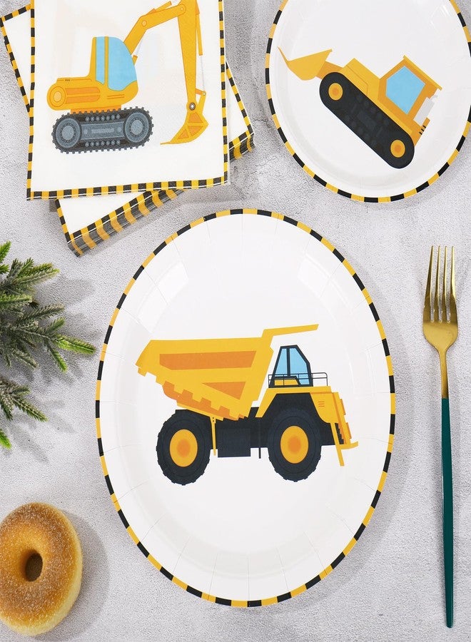 Whaline 192 Pcs Construction Party Tableware Dump Truck Paper Plate Napkin Cup Yellow Black Disposable Dinnerware Set for 48 Guests Birthday Party Table Decor - Image 3