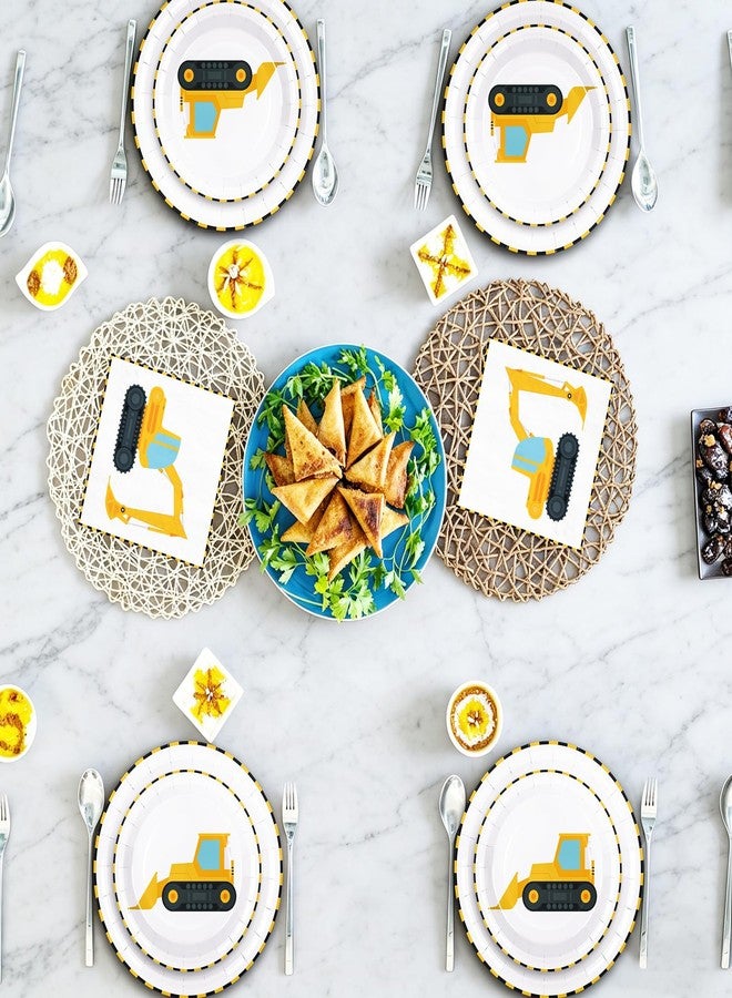 Whaline 192 Pcs Construction Party Tableware Dump Truck Paper Plate Napkin Cup Yellow Black Disposable Dinnerware Set for 48 Guests Birthday Party Table Decor - Image 5