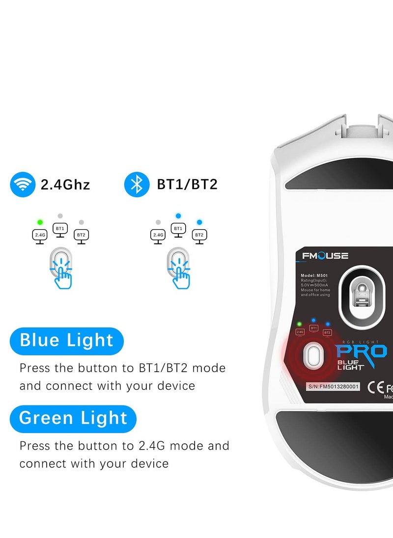 Ergonomic Wireless Gaming Mouse with RGB Backlight, Tri-Mode Connectivity, Adjustable DPI & 1000Hz Polling Rate - Perfect for PC & Laptop Gaming