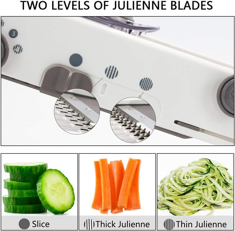 KRESHU Adjustable Stainless Steel Mandoline Slicer | Manual Kitchen Cutter with 18 Slice & Julienne Options | Versatile Vegetable and Fruit Slicer for Onions, Tomatoes, and Waffles (1-Piece) - Image 5