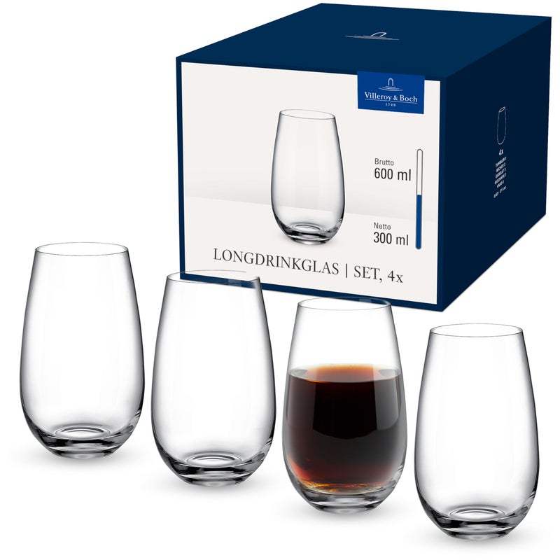 Villeroy & Boch Villeroy  Boch Entre Glass Tumbler Set of 4 Crystal Glass  Dishwasher Safe Construction  2075 Ounce Capacity