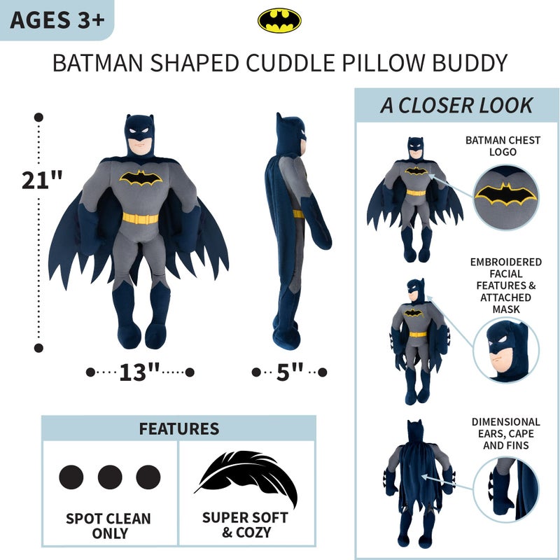 Franco Kids Bedding Super Soft Plush Cuddle Pillow Buddy  One Size  Batman - Image 4