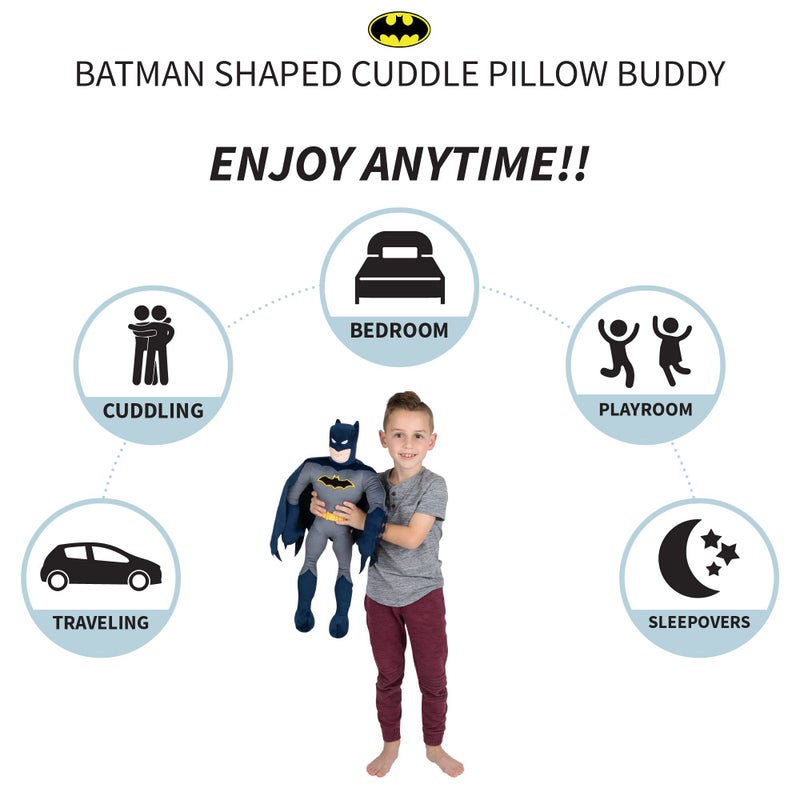 Franco Kids Bedding Super Soft Plush Cuddle Pillow Buddy  One Size  Batman - Image 3