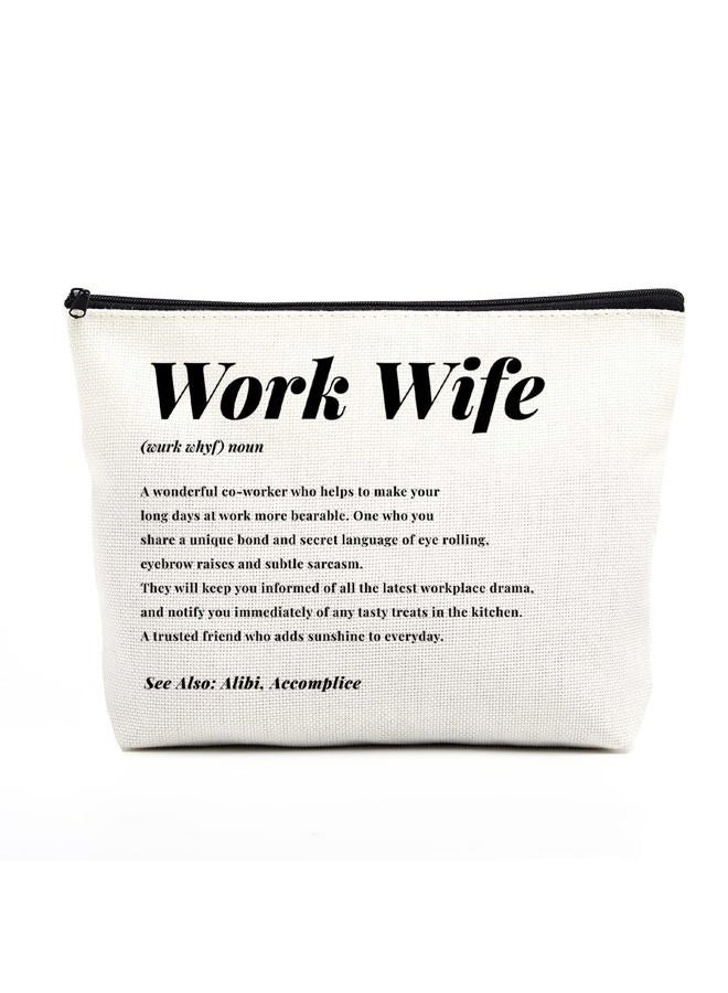 fkovcdy Work Wife Makeup Bag Work Wife Gifts for Women Inspirational Coworker Leaving Gifts for Women Work Pal Work Wives Colleague Coworkers Best Friends Bestie BFF Birthday Christmas Work Wife Noun - Image 1