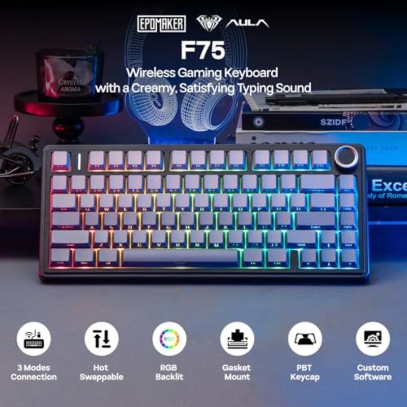 Gaming keyboard for desktop use, silicone rubber, black, five-layer padding and rotary knob for precise control - Image 2