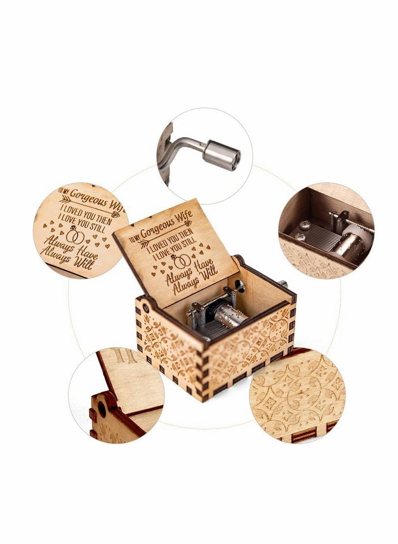 SOLARAE You are My Sunshine Music Box, Gift for Wife from Husband Vintage Wooden Hand Crank Vintage Personalizable Wooden Music Box for Wedding Anniversary Valentine's Day Birthday - Image 3