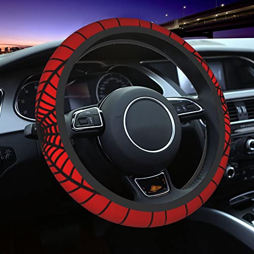 YANGDADA Red Spider Web Steering Wheel Cover Universal 15 Inch Cute Car Accessories Protector for Women Men - Image 1