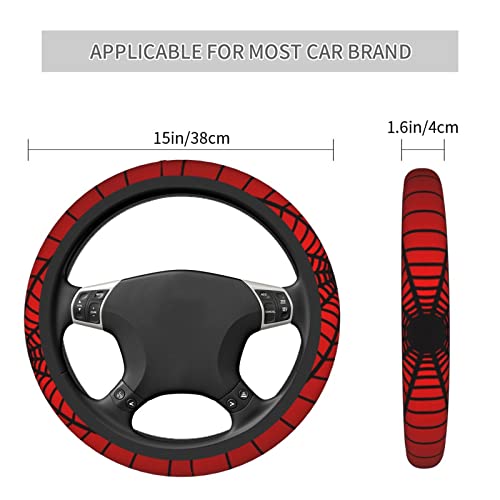 YANGDADA Red Spider Web Steering Wheel Cover Universal 15 Inch Cute Car Accessories Protector for Women Men - Image 4