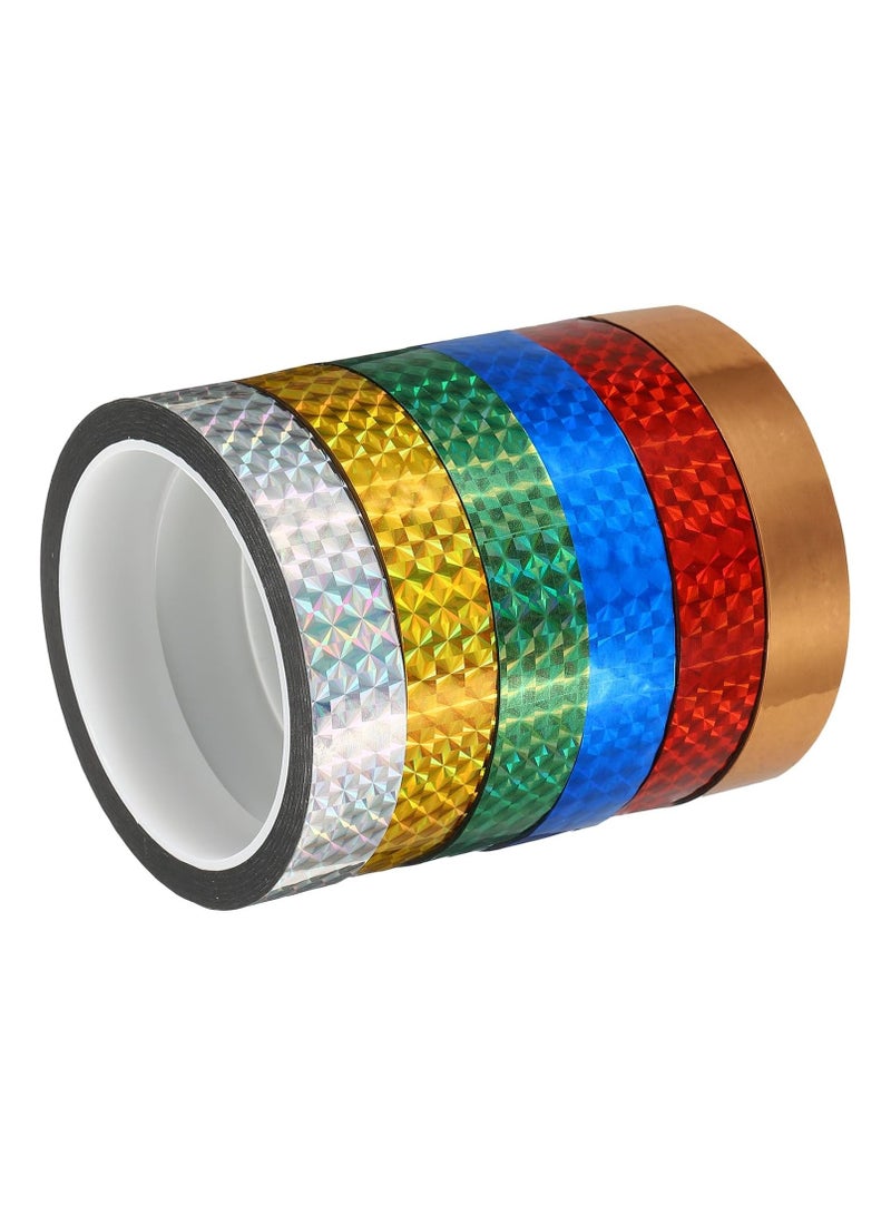 Zikra 6 Pack Self-Adhesive Holographic Reflective Tape Prism Tape Holographic Reflective Tape for Keep Birds Away Craft Projects DIY Art Home Daily Use 1 Inch x 55 Yards - Image 1
