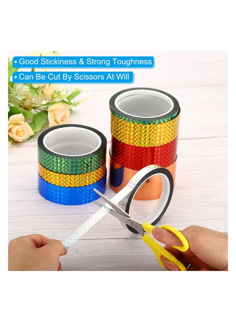 Zikra 6 Pack Self-Adhesive Holographic Reflective Tape Prism Tape Holographic Reflective Tape for Keep Birds Away Craft Projects DIY Art Home Daily Use 1 Inch x 55 Yards - Image 2