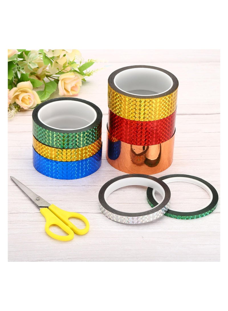 Zikra 6 Pack Self-Adhesive Holographic Reflective Tape Prism Tape Holographic Reflective Tape for Keep Birds Away Craft Projects DIY Art Home Daily Use 1 Inch x 55 Yards - Image 3