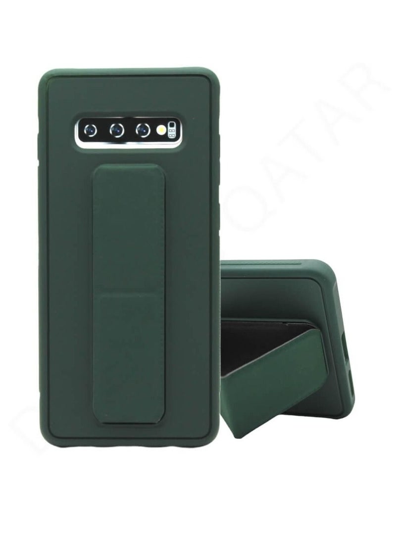 Magnetic Hand Grip Holder Case For Samsung Galaxy S10 Plus Cover Car Mount Kickstand Case Finger Strap Cover for Samsung Galaxy S10 Plus Green