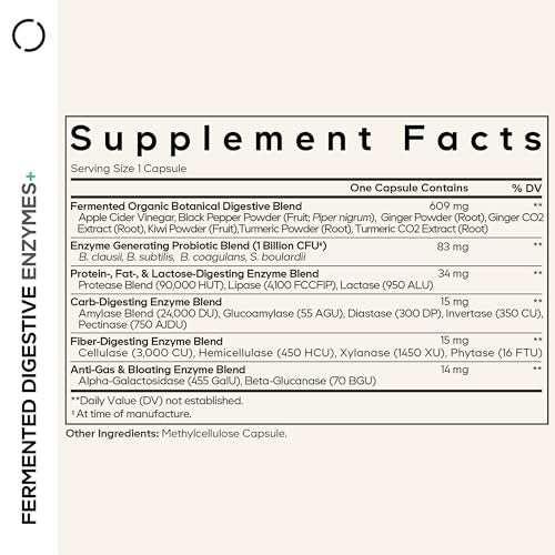 Codeage Fermented Digestive Enzymes Supplement 3-Month Supply - 14 Digestive Enzymes, Probiotics, Prebiotics, Fermented Botanicals, Plant-Based Multi Pancreatic Enzymes - 1 Capsule a Day - 90 Capsules - Image 2