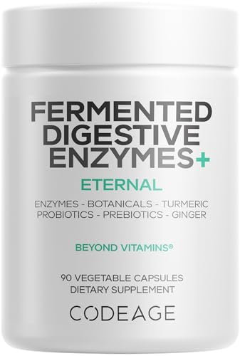Codeage Fermented Digestive Enzymes Supplement 3-Month Supply - 14 Digestive Enzymes, Probiotics, Prebiotics, Fermented Botanicals, Plant-Based Multi Pancreatic Enzymes - 1 Capsule a Day - 90 Capsules - Image 1