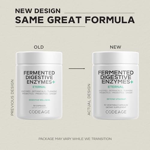 Codeage Fermented Digestive Enzymes Supplement 3-Month Supply - 14 Digestive Enzymes, Probiotics, Prebiotics, Fermented Botanicals, Plant-Based Multi Pancreatic Enzymes - 1 Capsule a Day - 90 Capsules - Image 3