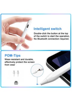 Generic Tablet Stylus Pen for iPad (2018-2024) Active Palm Rejection Technology with Tilt Sensor Suitable for All 2018 and Newer Models, All Models, White  - Image 2