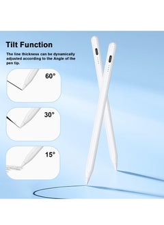 Generic Tablet Stylus Pen for iPad (2018-2024) Active Palm Rejection Technology with Tilt Sensor Suitable for All 2018 and Newer Models, All Models, White  - Image 3