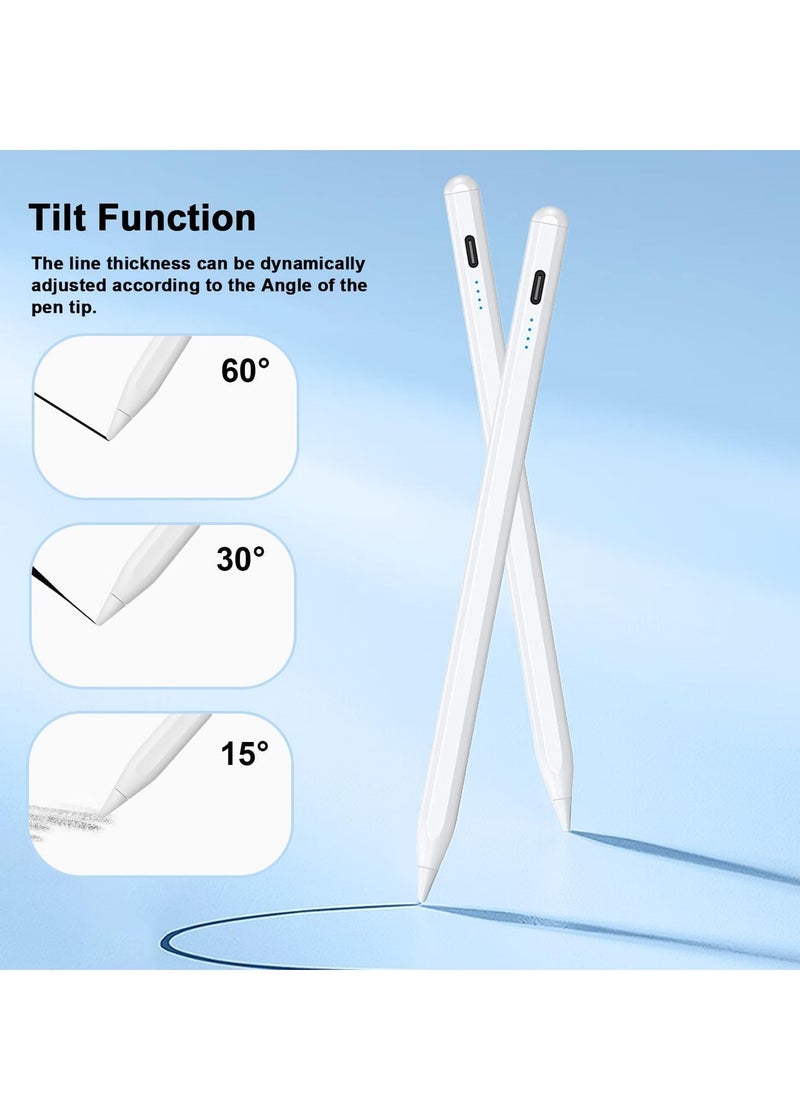 Generic - Tablet Stylus Pen for iPad (2018-2024) Active Palm Rejection Technology with Tilt Sensor Suitable for All 2018 and Newer Models, All Models, White - Image 1