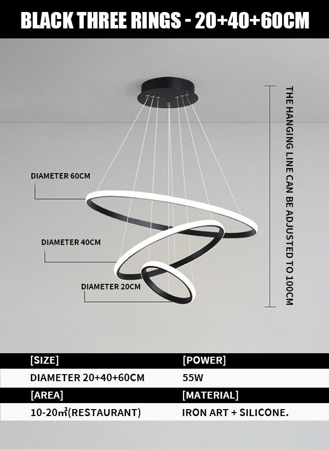 Three-color band remote-controlled circular ceiling lamp for living room, modern and luxurious ceiling lamp for bedroom and dining room, circular ring creative LED smart lamp - Image 2