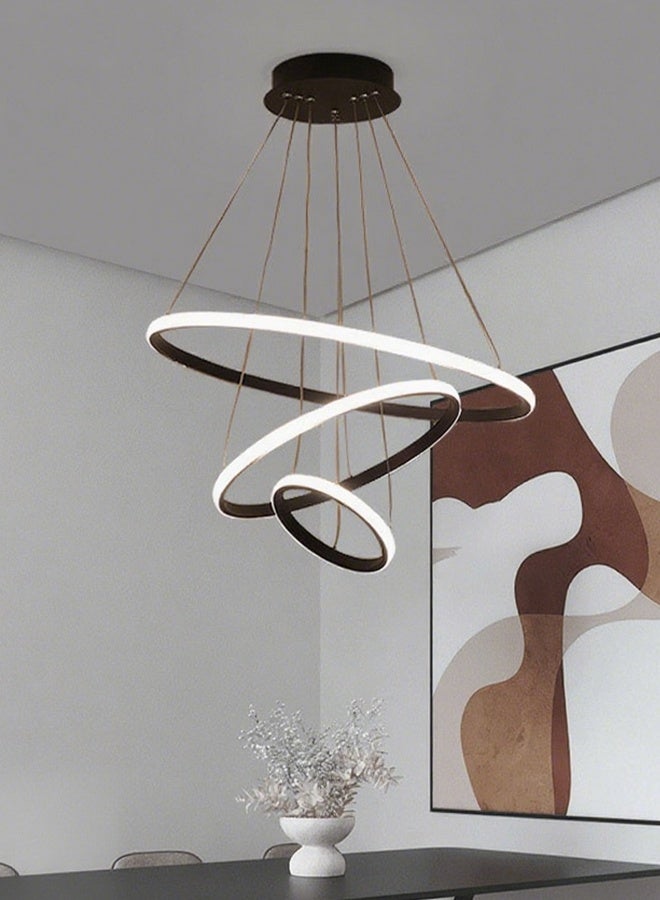 Three-color band remote-controlled circular ceiling lamp for living room, modern and luxurious ceiling lamp for bedroom and dining room, circular ring creative LED smart lamp - Image 4