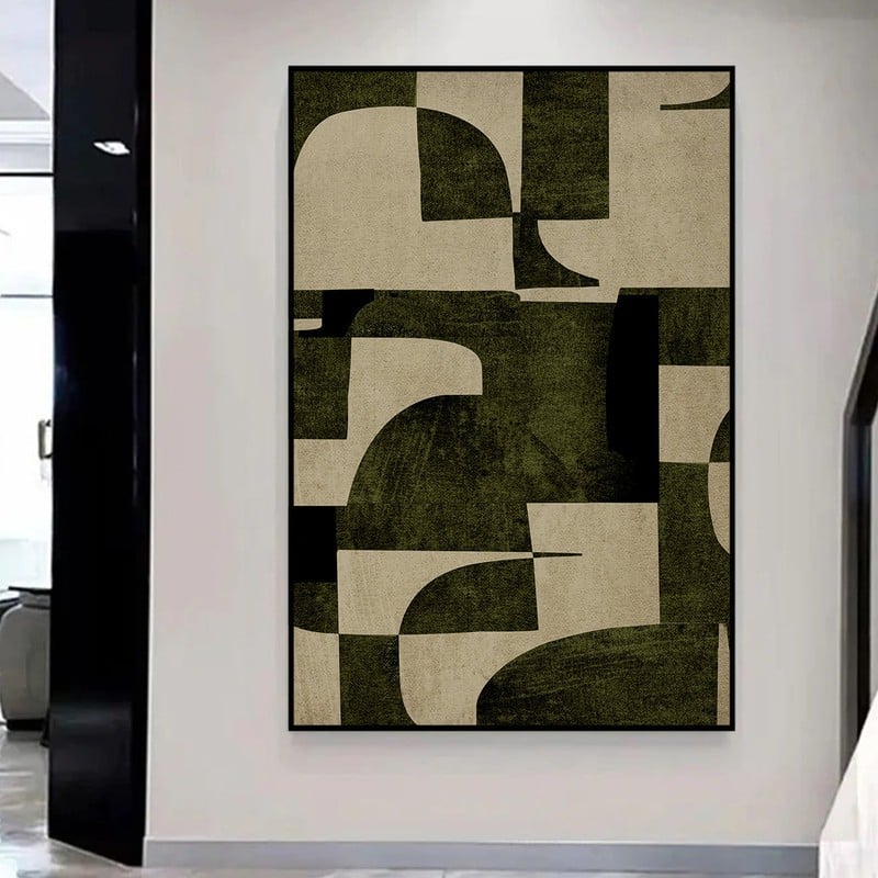 Marktna One canvas print with a geometric design and a hollow frame, measuring (60×90) - Image 1