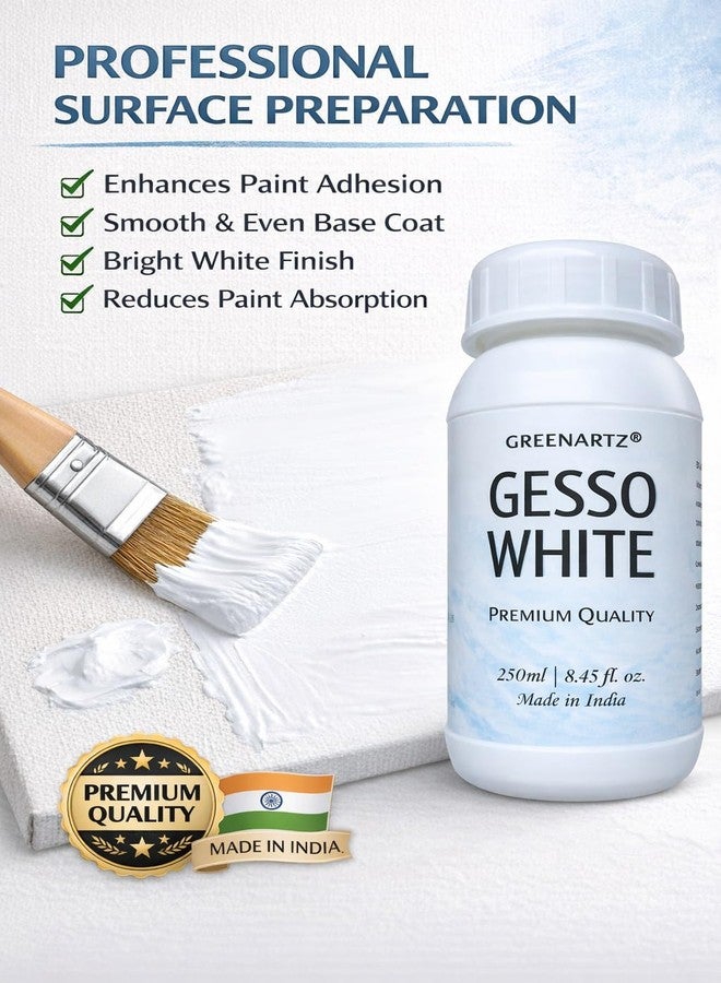 GREENARTZ® 2pcs x 250ml GESSO White for Acrylic paintings, oil painting | Water based non toxic universal Primer | Texture Medium for Any Surface - Image 2