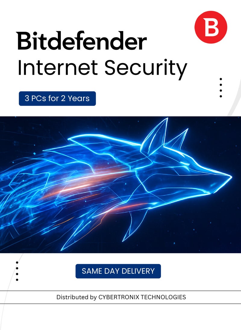 Bitdefender Internet Security | 3 PCs for 2 Years | Digital License | SAME DAY DELIVERY