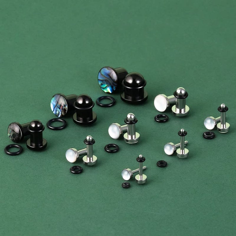 TBOSEN 18PCS Surgical Stainless Steel Stretching Kit Plugs Expander Single Flat Top Body Piercing Jewelry Set 14G-00G - Image 5