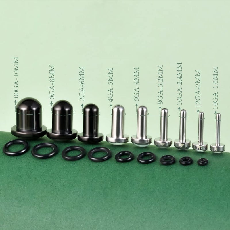 TBOSEN 18PCS Surgical Stainless Steel Stretching Kit Plugs Expander Single Flat Top Body Piercing Jewelry Set 14G-00G - Image 2