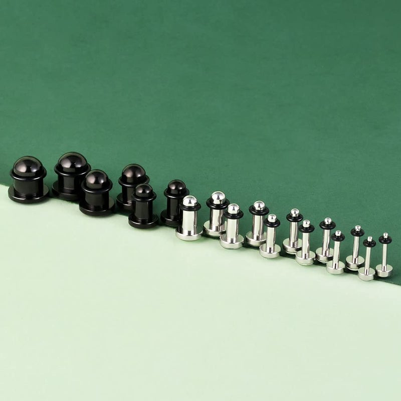 TBOSEN 18PCS Surgical Stainless Steel Stretching Kit Plugs Expander Single Flat Top Body Piercing Jewelry Set 14G-00G - Image 4