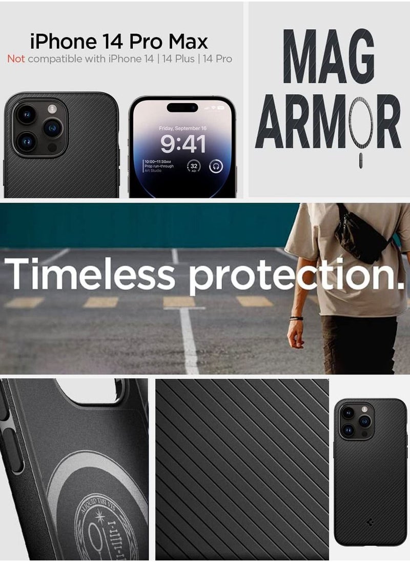 Spigen Mag Armor iPhone 14 Pro Max Case Cover With Magsafe - Matte Black  - Image 2