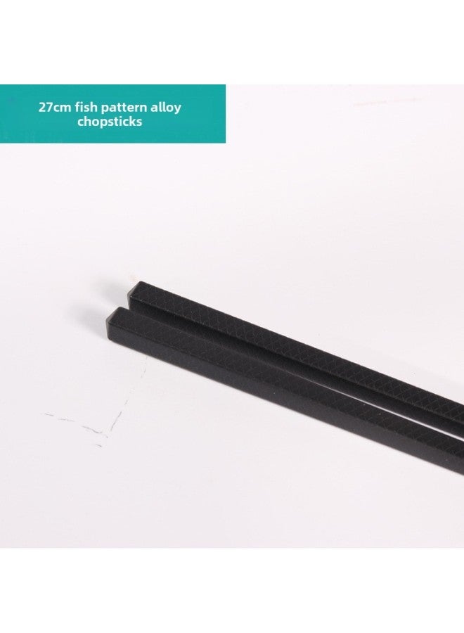 Direct Supply National Tide Alloy Chopsticks Disinfection Chopsticks Commercial 27CM24 Disinfection Chopsticks Machine Special Chopsticks Wholesale-Color:27cm Black Fish Alloy Chopsticks 1 Pair  - Image 1