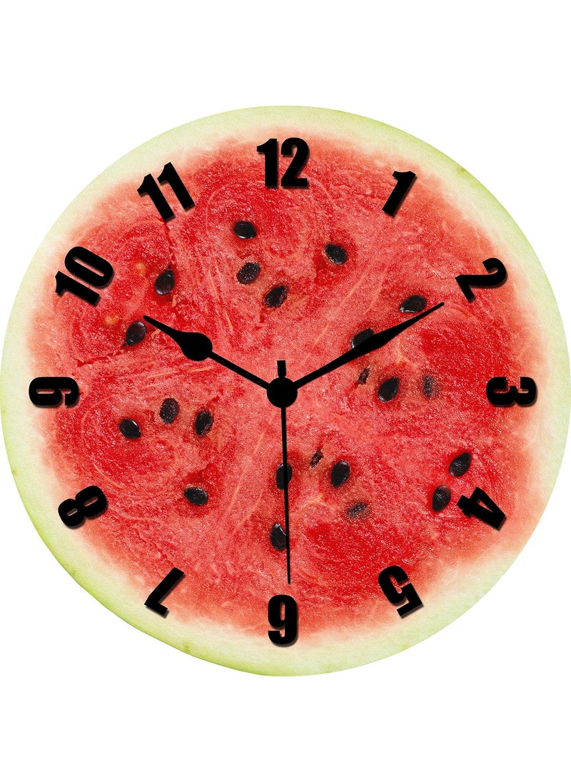 KARTIK KARTIK Water Melon Printed Designer Wooden Wall Clock Without Glass for Home/Living Room/Bedroom/Kitchen and Office - 11X11 Inches (Multicolour) KAR 202224.1  - Image 1