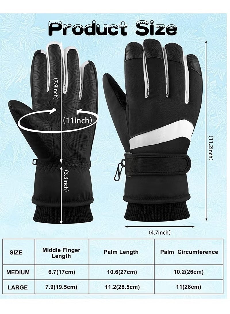 Snow Ski Gloves Waterproof, Ski Gloves Women -30°F Waterproof Winter Gloves Touchscreen Snow Gloves Women Men Warm Windproof Snowboard Gloves for Cold Weather (M) - Image 4